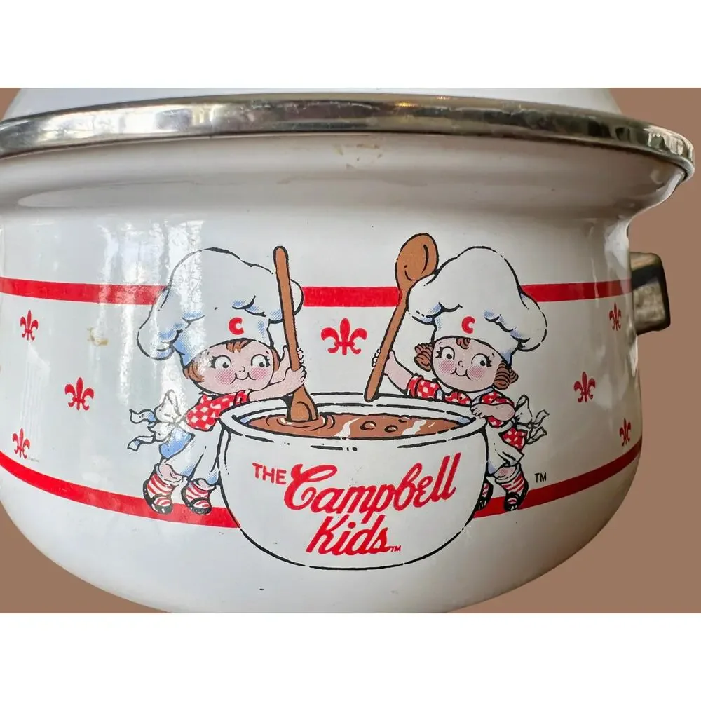 Vintage 1991 Campbell's Kids Gibson Enamel on Steel Saucepan Pot w/ Lid